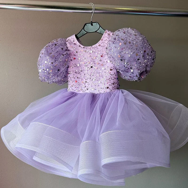 Cute Toddler Christmas Sequin Pageant Dress  Baby Girl First Communion Princess Dress