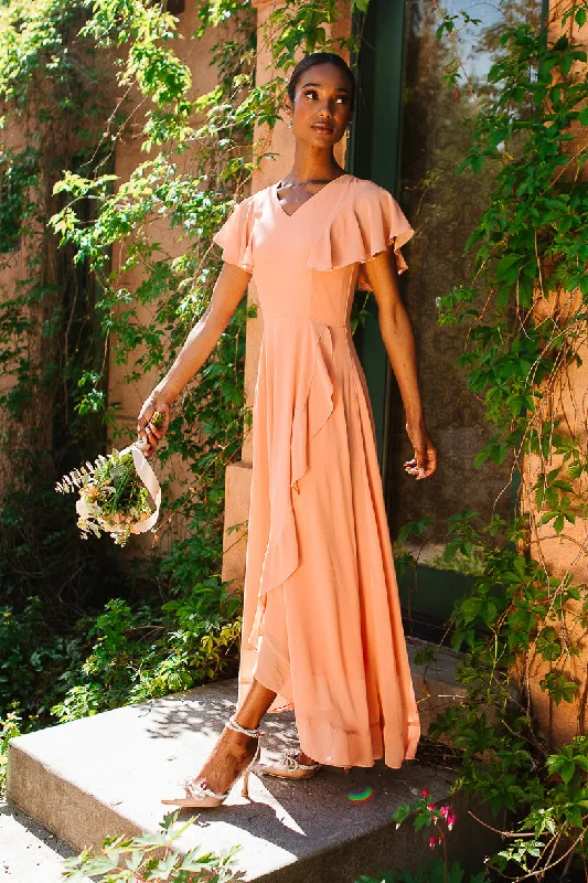 Callie Dress in Apricot Crush Chiffon