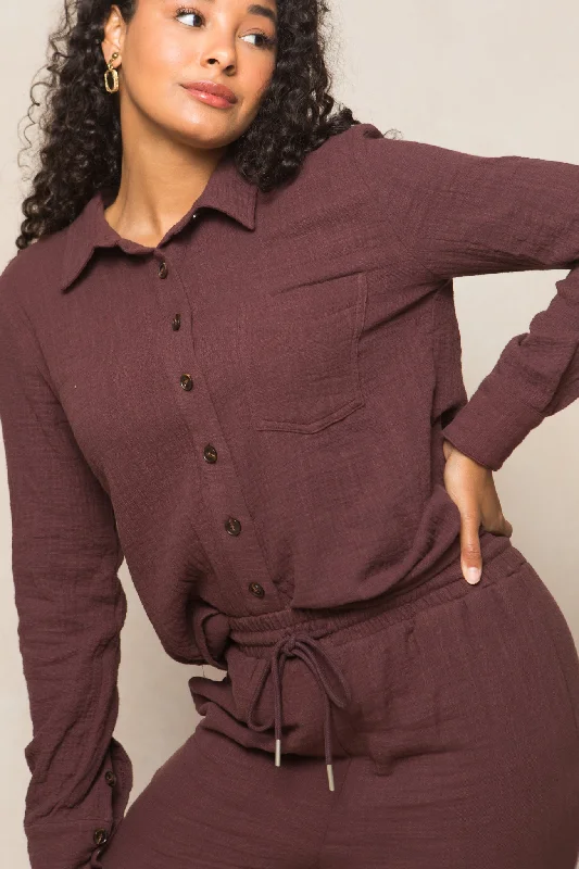 Emerson Blouse in Brown - FINAL SALE