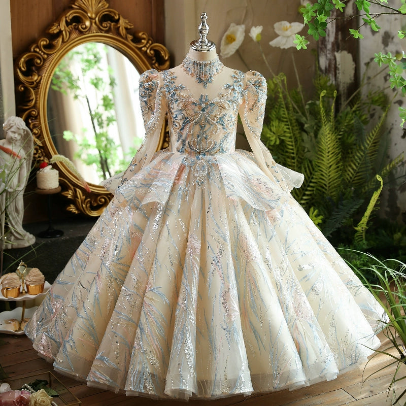 Luxurious Baby Girl Princess Dress Toddler Party Dress Girls Puffy Birthday Princess Dress