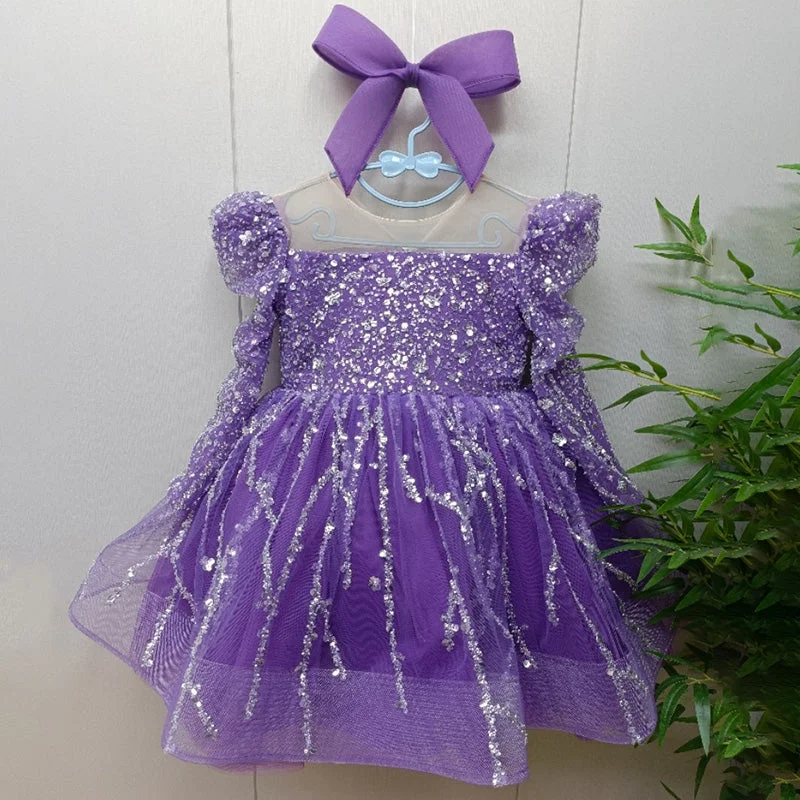 Baby Girl Puffy Sequins Beauty Pageant Dress Toddler Birthday  Princess Dress