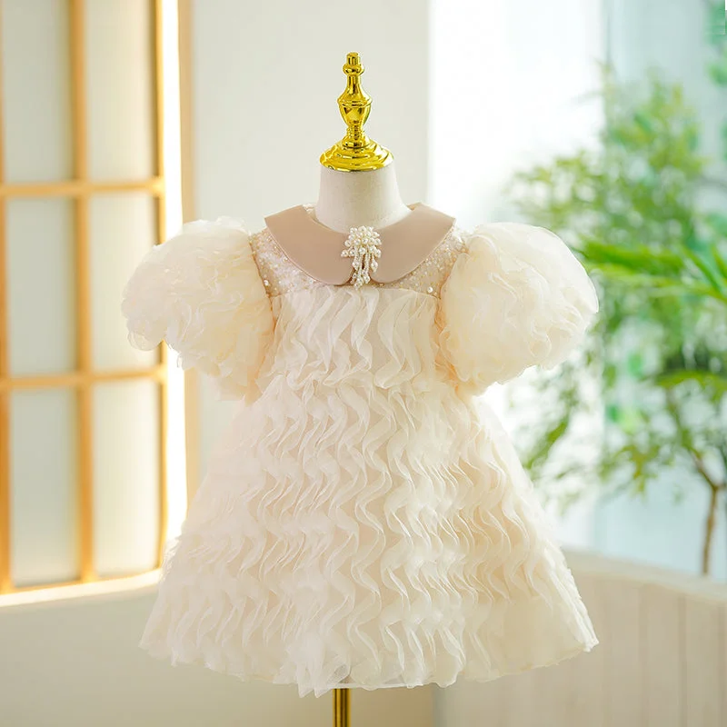 Baby Girl Wedding Party Puff Sleeve Doll Collar Communion Princess Dress