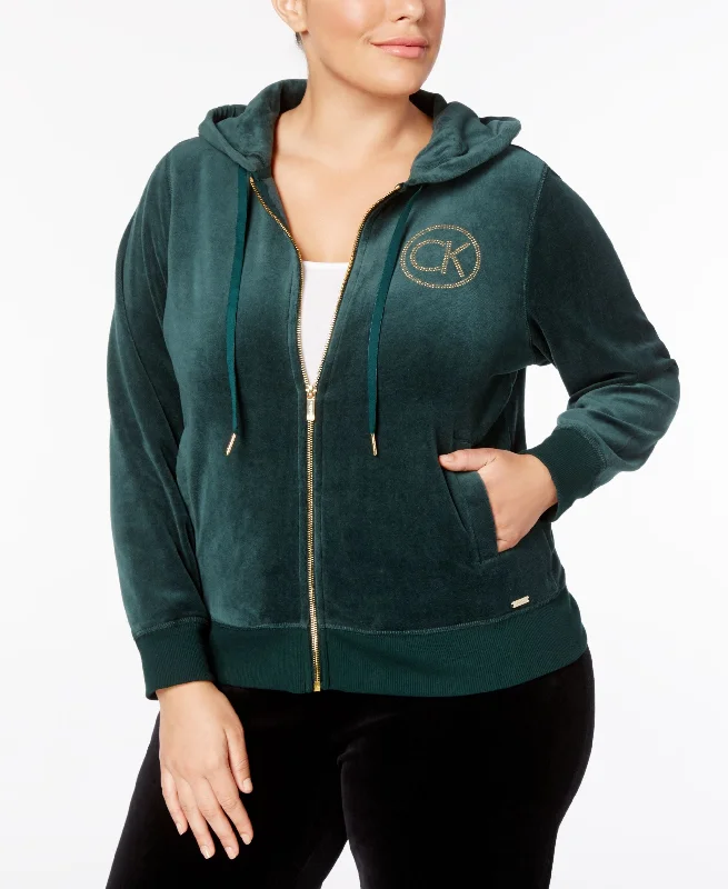 Calvin Klein Plus Size Logo Velour Hoodie