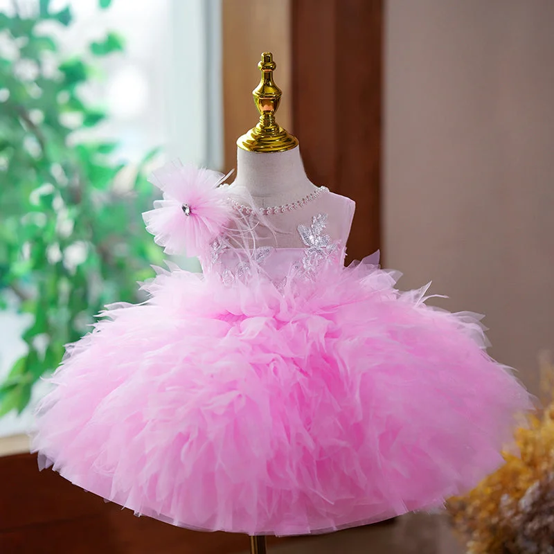 Cute Flower Girl Puffy Dress Pink Princess Dress