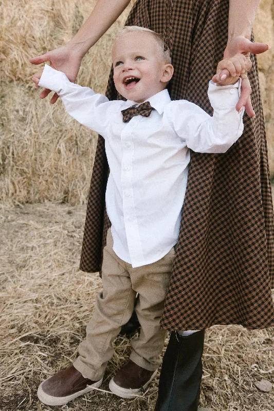 Baby Boys Henry Bow Tie in Maple Brown Gingham - FINAL SALE