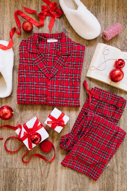 Mens Benjamin Pajama Set in Holiday Plaid - FINAL SALE