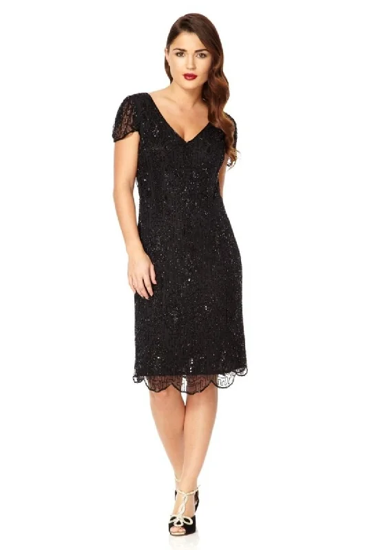 1920 Style Beaded Dress in Black