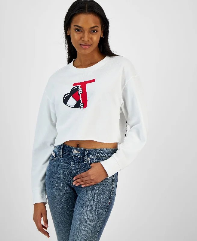 Women's Peeking Heart French Terry Cropped Sweatshirt