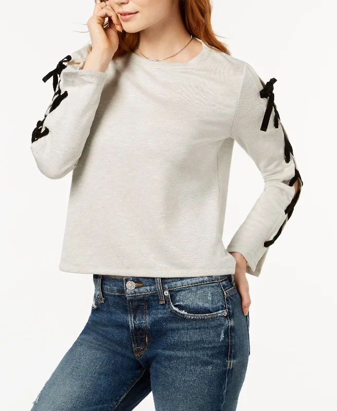 Bar III Lace Up Sleeve Sweatshirt