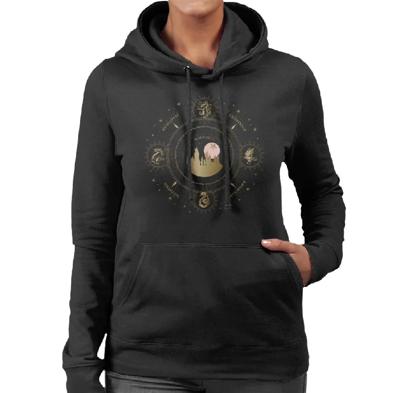 Harry Potter Hogwarts Houses Gold Silhouette Women's Hooded Sweatshirt