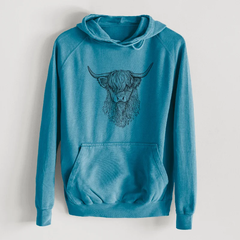 Scottish Highland Cow - Bos taurus taurus  - Mid-Weight Unisex Vintage 100% Cotton Hoodie