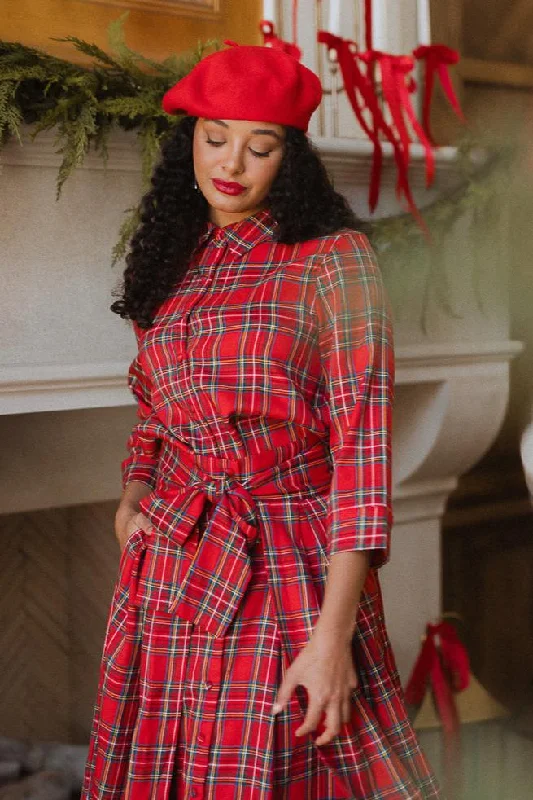 Angela Blouse in Holiday Plaid - FINAL SALE