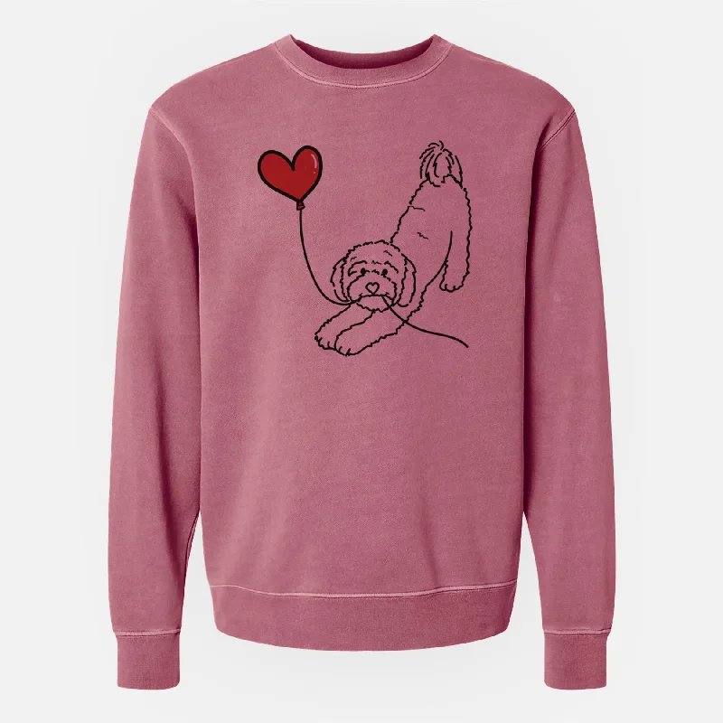 Cavapoo Heart String - Unisex Pigment Dyed Crew Sweatshirt