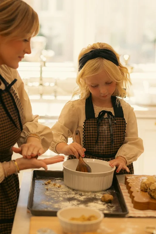 Mini Ivy Apron in Maple Brown Gingham Cotton - FINAL SALE