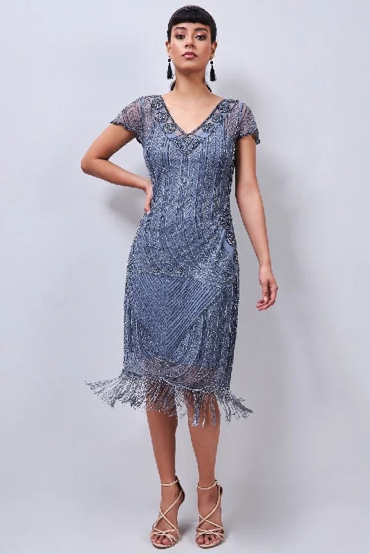 Dorothy 1920s Fringe Flapper Dress in Lilac