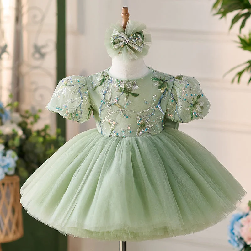 Elegant Baby Girl Sequin Pattern Dress Toddler Ball Gowns