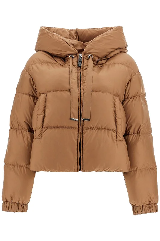 Short Hooded Down Jacket  - Brown