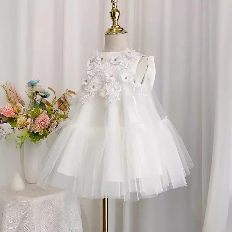 Cute Baby Girls Baptism Dress Toddler Embroidery Birthday Princess Dress