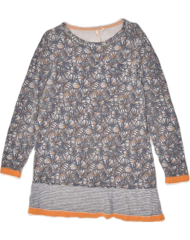 WHITE STUFF Womens Crew Neck Jumper Sweater UK 14 Large  Grey Floral