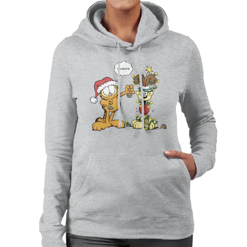 Garfield Christmas Odie Decorated Women's Hooded Sweatshirt