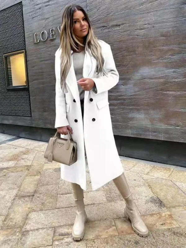 Women's Double Breasted Woolen Overcoat