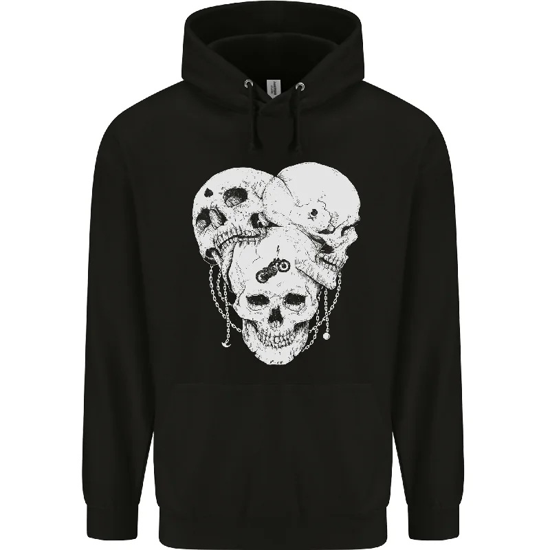 3 Skulls Gothic Heavy Metal Biker Demon Mens 80% Cotton Hoodie