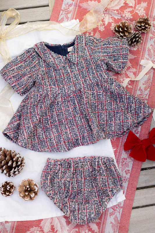 Baby Celine Dress Set in Navy Plaid - FINAL SALE