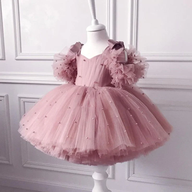 Cute Girls Puffy First Communion Dress Toddler Birthday Party Princess Dress