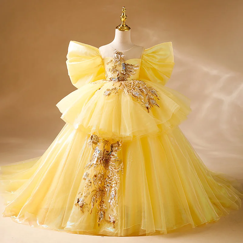 Luxurious Flower Girl Dress Pageant Wedding Summer Formal Party Princess Dress