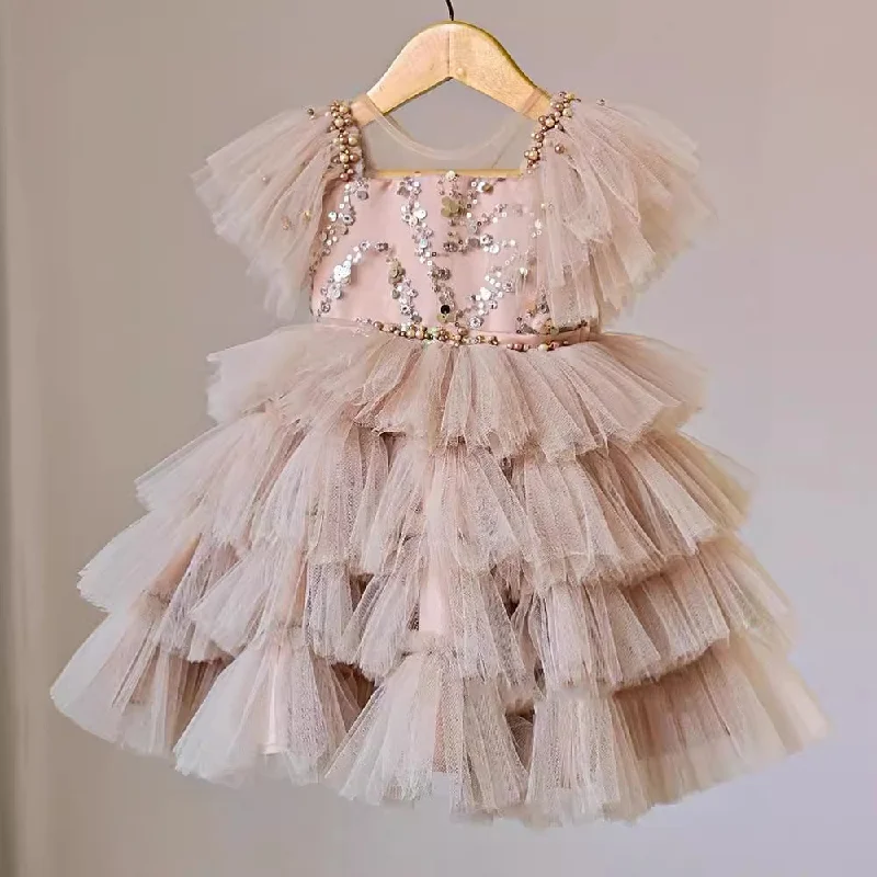 Cute  Baby Girl  Sequins Puffy Dress Toddler Birthday Pageant  Princess Dress